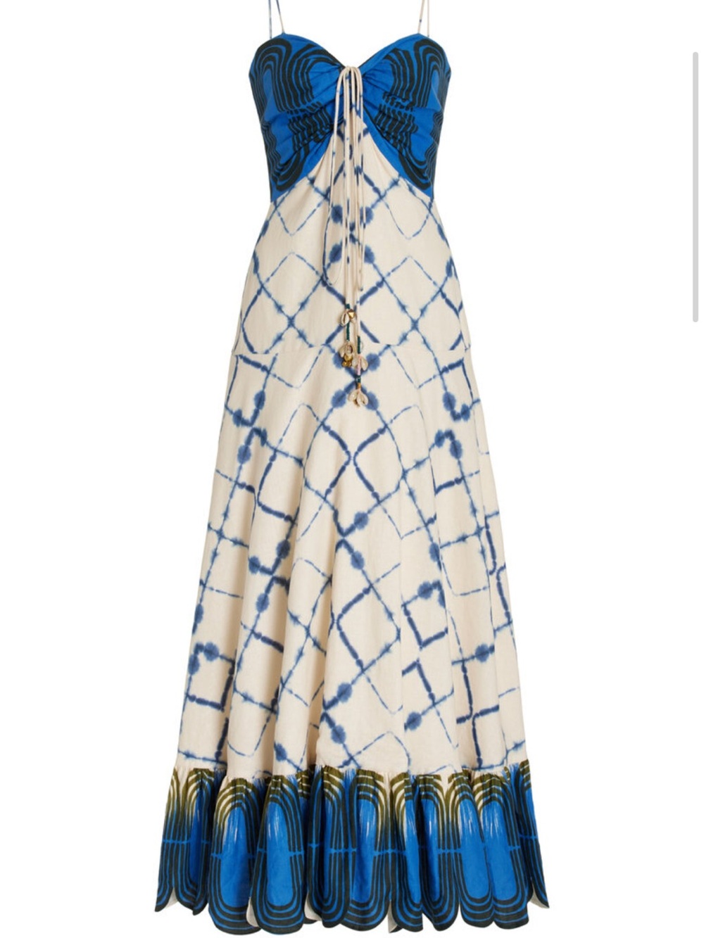Alexis Nuri midi Cotten Linen Midi Dress Blue and Cream tye dye Moda Operandi - Picture 5 of 12